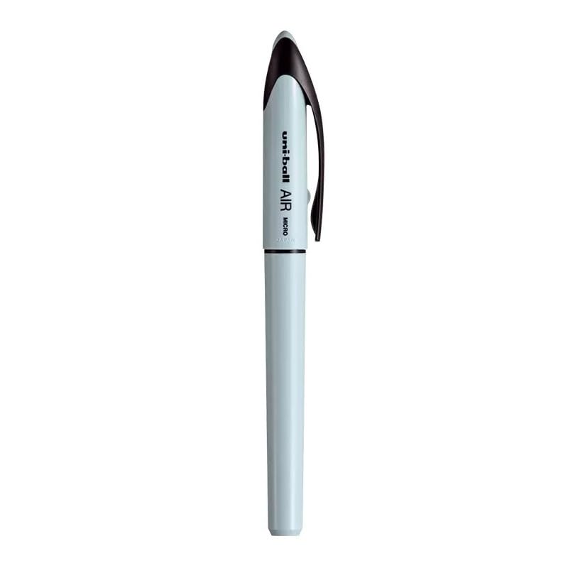 uni-ball UBA-188C-M Air Micro 0.5 mm Roller Ball Pen, Black Ink, Ice Blue Body, Pack of 1