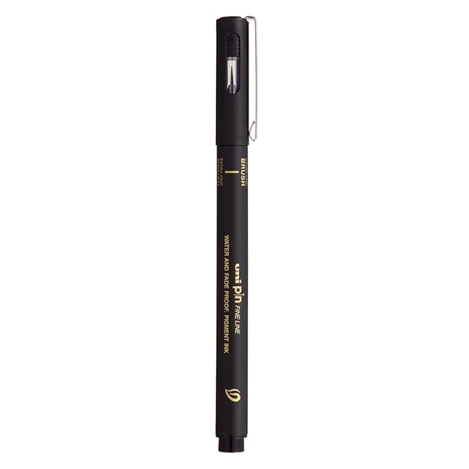 uni-ball PIN-200 CS1,CS2,CS3 & Brush Pen, Black Ink, Pack of 4
