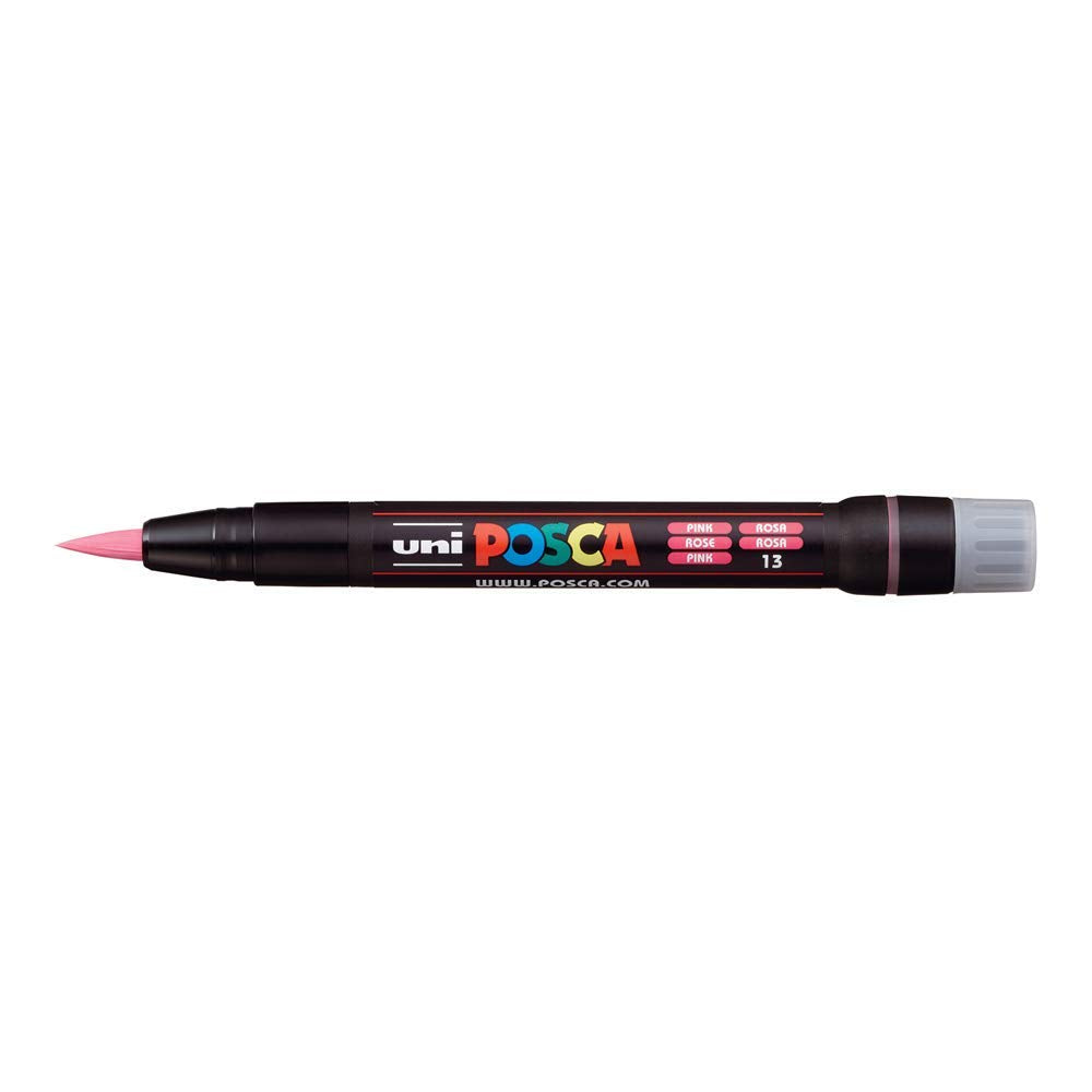 uni-ball Posca PCF-350 1-10 mm Soft Brush Tip Paint Marker Pen, Pink Ink, Pack of 1