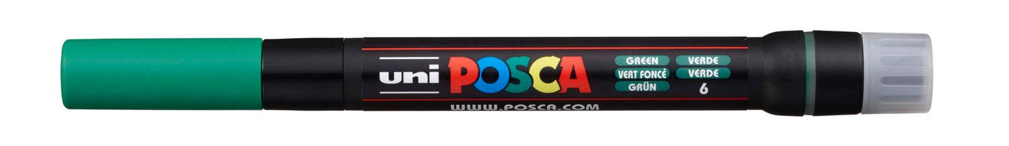 uni-ball Posca PCF-350 1-10 mm Soft Brush Tip Paint Marker Pen, Green Ink, Pack of 1