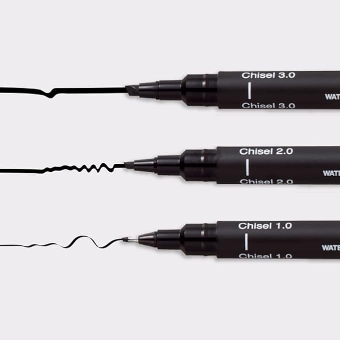 uni-ball PIN-200 CS1,CS2,CS3 & Brush Pen, Black Ink, Pack of 4