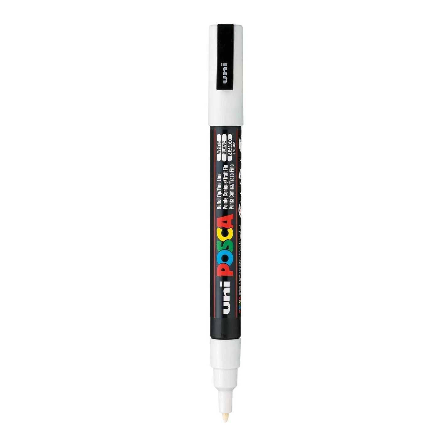 uni-ball Posca 3M 0.9-1.3 mm Bullet Shaped Marker Pen, White Ink, Pack of 1