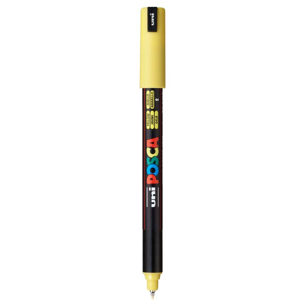 uni-ball Posca PC-1MR 0.7 mm Extra-Fine Tip Markers, Yellow Ink, Pack of 1