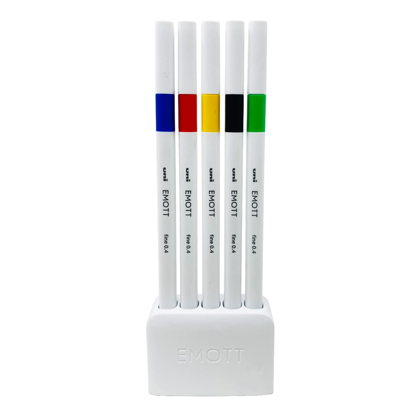 uni-ball Emott SY1 Water Based Fineliner Pens, Yellow, Green, Red, Black & Blue Ink, Set of 5