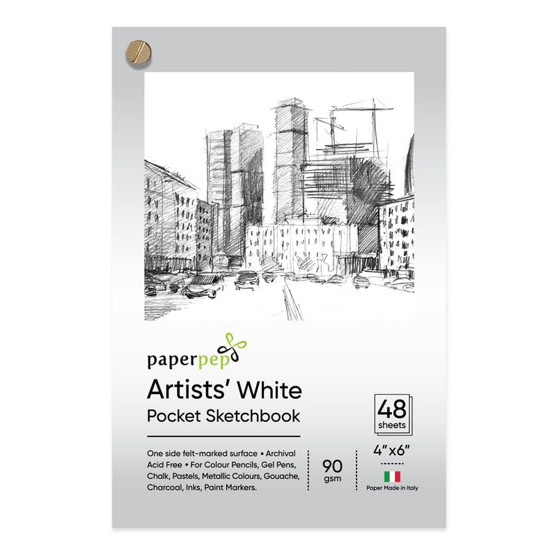 PaperPep White Pocket Sketchbook 90GSM 4"X6" 48 Sheets