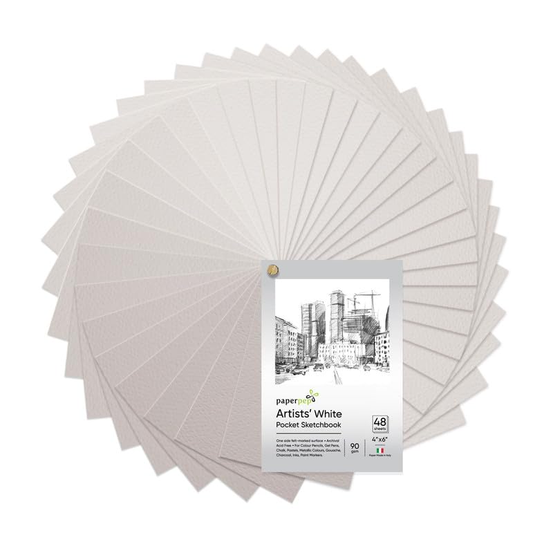 PaperPep White Pocket Sketchbook 90GSM 4"X6" 48 Sheets