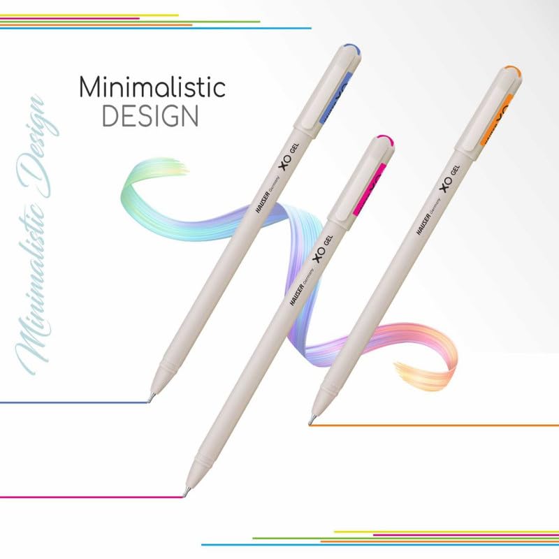 Hauser XO Multicolor Gel Pen with Hard Box Case, 12 Bright Ink Colors Pack, Set of 1