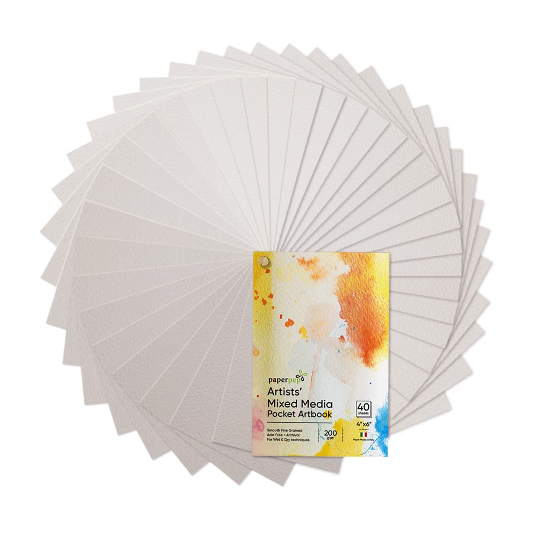 PaperPep Mixed Media Pocket ArtBook 200GSM 4"X6" 40 Sheets