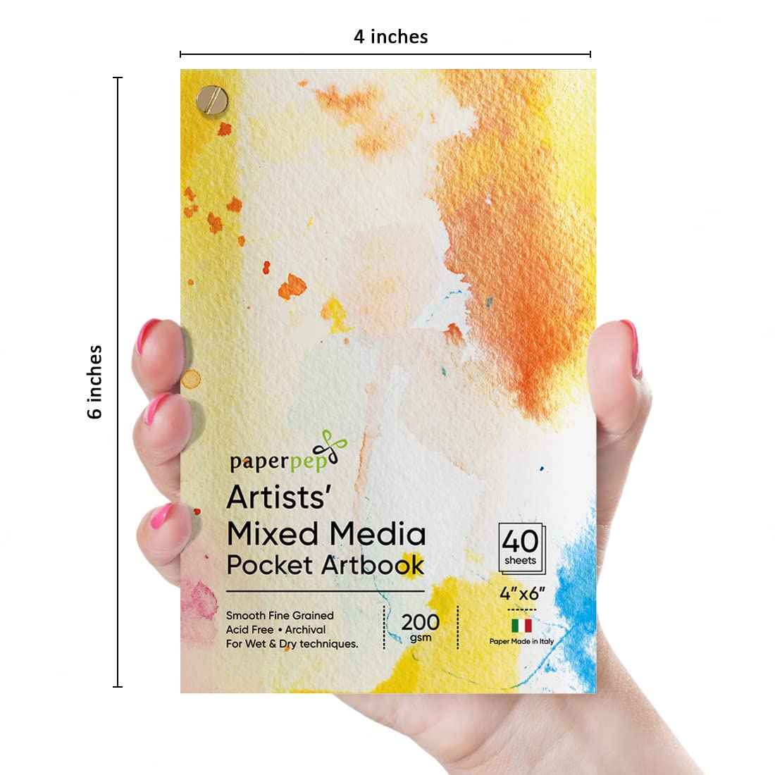 PaperPep Mixed Media Pocket ArtBook 200GSM 4"X6" 40 Sheets