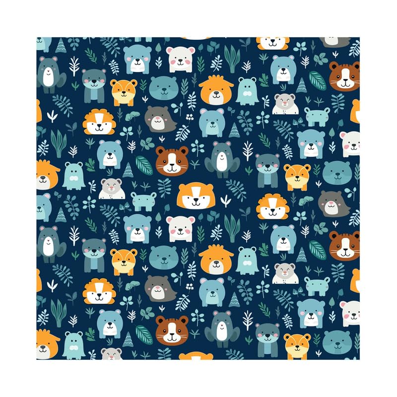 PaperPep Blue Cute Cartoon Animal Print 19"X29" Gift Wrapping Paper, Pack of 5