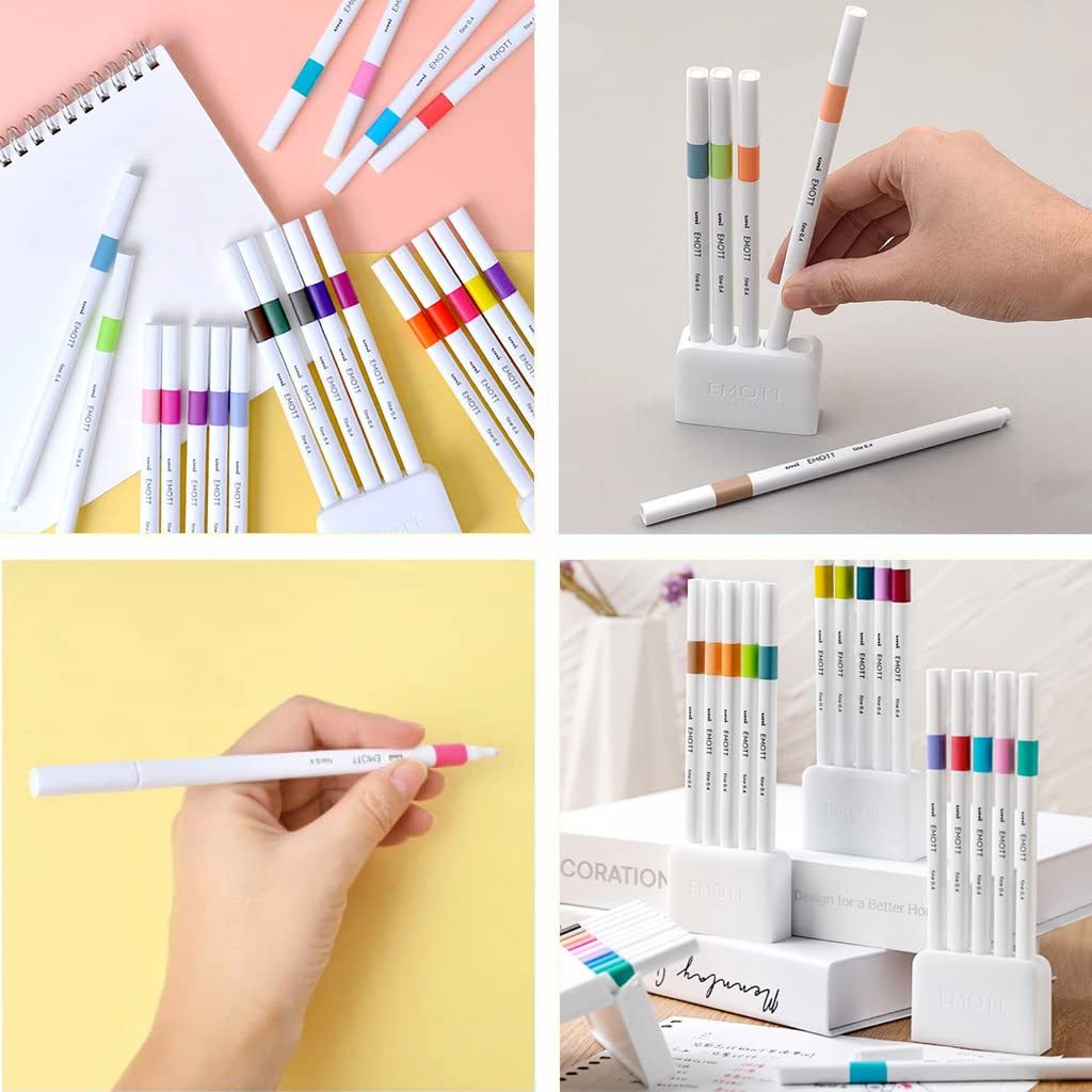 uni-ball Emott SY1 Water Based Fineliner Pens, Yellow, Green, Red, Black & Blue Ink, Set of 5