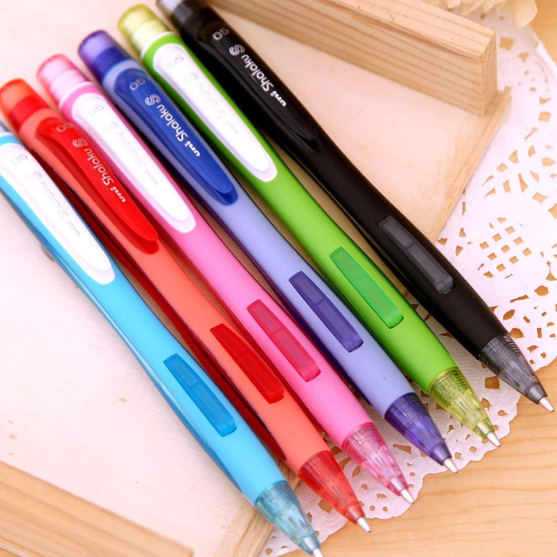 uni-ball Shalaku M5-228 0.5mm Mechanical Pencil, Multicolour Body- Pack of 6