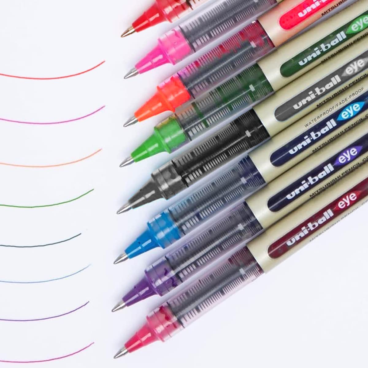 uni-ball Eye UB157 0.7mm Roller Ball Pen, Multicolour Ink, Pack of 8