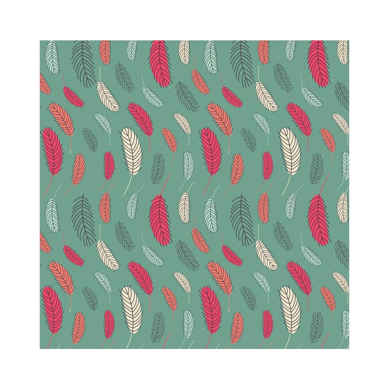 PaperPep Red & Green Feathers Double Sides Print 19"X29" Gift Wrapping Paper, Pack of 5