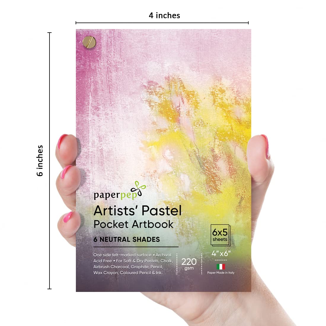 PaperPep Pastel Pocket ArtBook 220GSM 4"X6" Neutral Shades 30 Sheets
