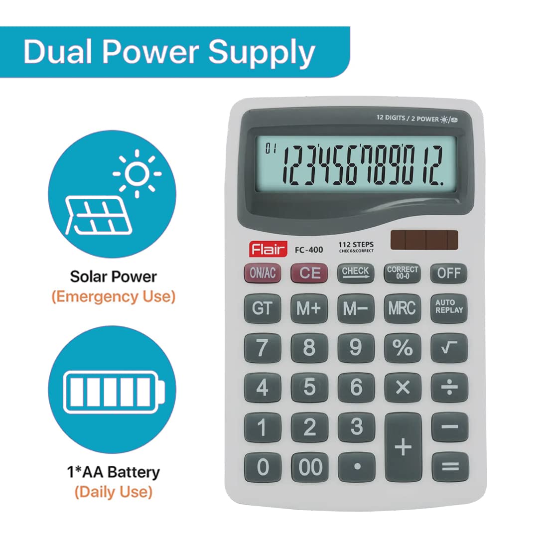 Flair FC-400 Desktop Series Electronic calculator, Pack of 1
