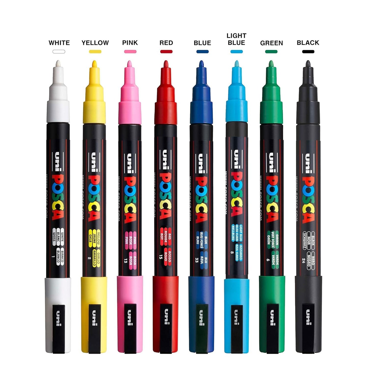 Uni-Ball PIN-200 0.03-0.8mm Fineliner with Posca 3M 0.9-1.3mm Markers Combo Pack