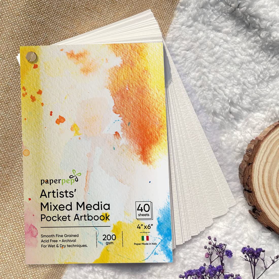PaperPep Mixed Media Pocket ArtBook 200GSM 4"X6" 40 Sheets