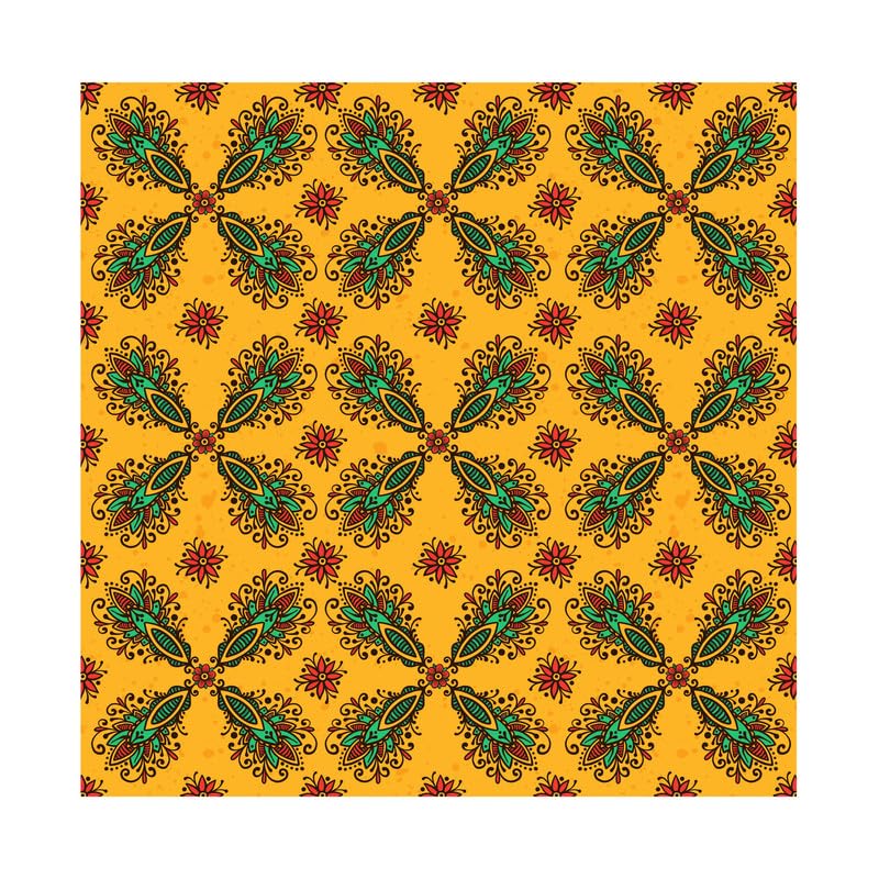 PaperPep Yellow Traditional Festive Mandala Print 19"X29" Gift Wrapping Paper, Pack of 5