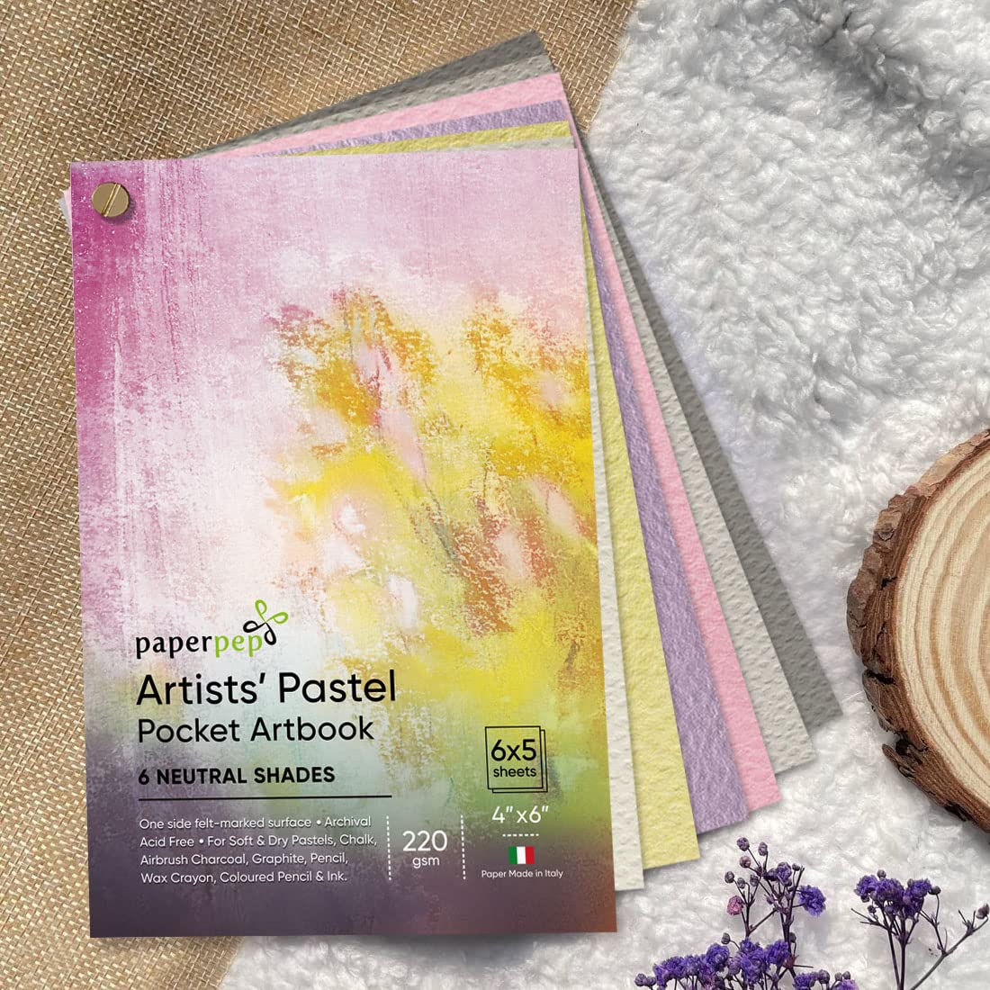 PaperPep Pastel Pocket ArtBook 220GSM 4"X6" Neutral Shades 30 Sheets