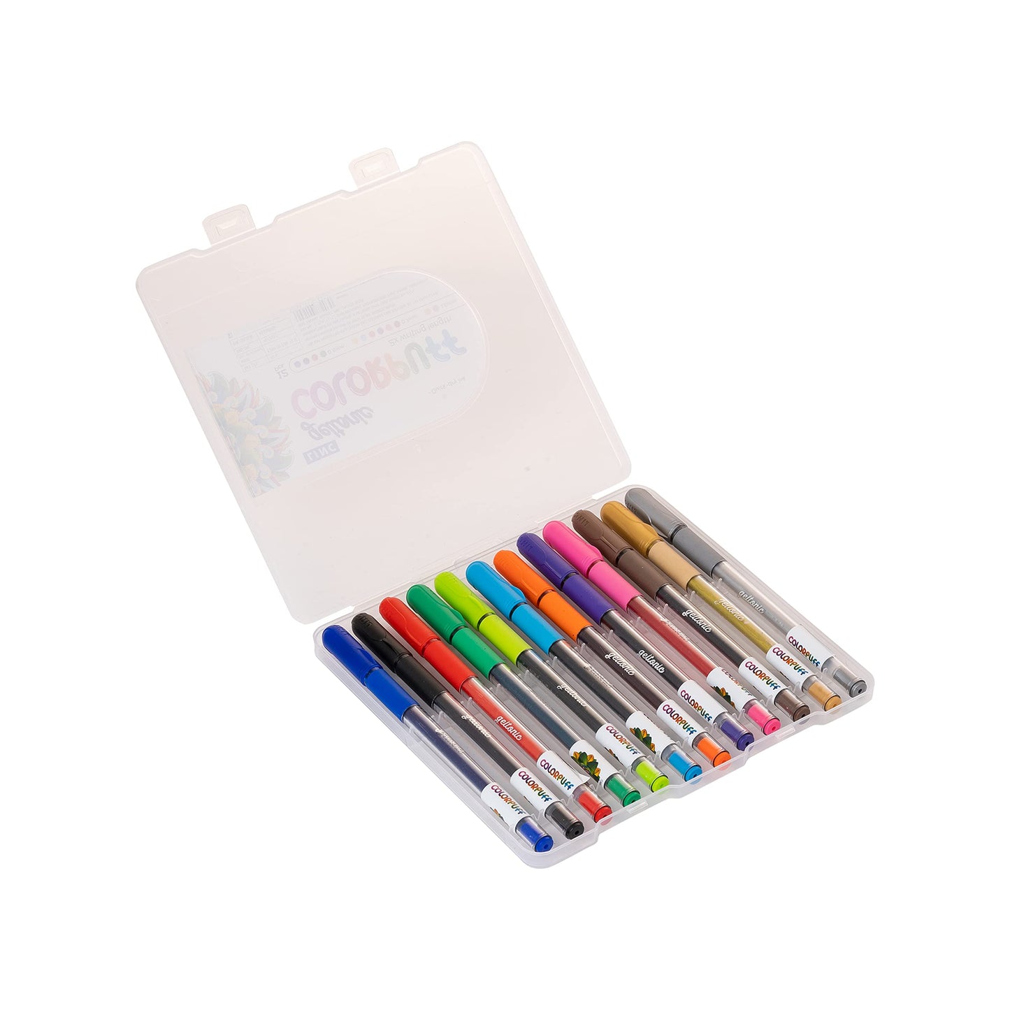 Linc Geltonic Colorpuff Multicolor Gel Pen with Hard Box Case, Set Of 12 Ink Colors, Pack Of 1