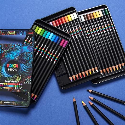 uni-ball Posca KPE-200 Oil Colour Pencil, Multicolor Ink, Set of 36
