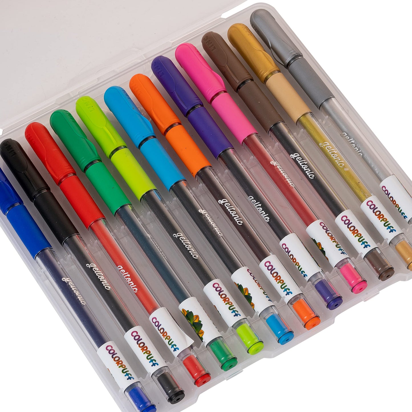 Linc Geltonic Colorpuff Multicolor Gel Pen with Hard Box Case, Set Of 12 Ink Colors, Pack Of 1
