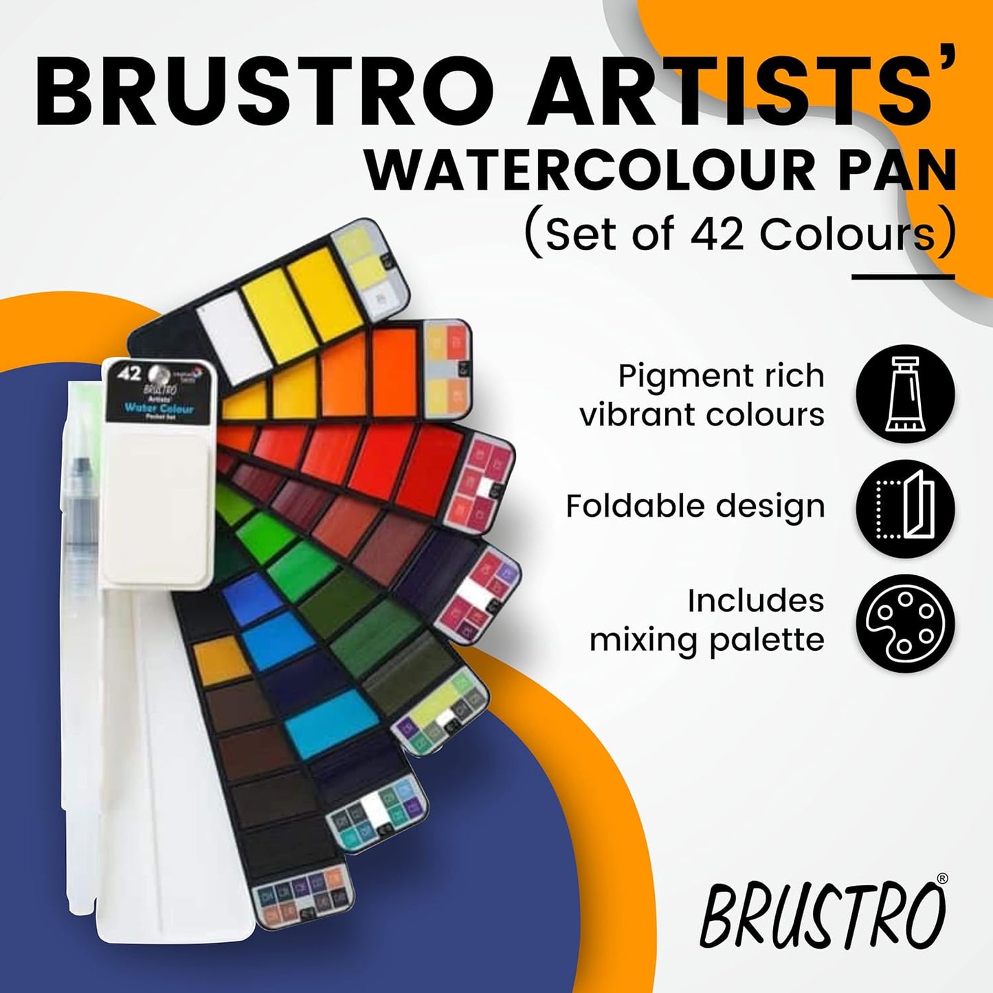 BRUSTRO Artists Watercolour Pan, Set of 42