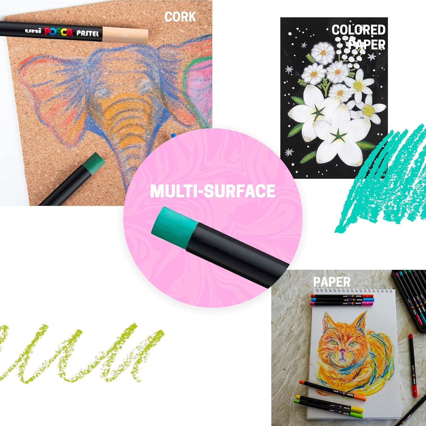 uni-ball Posca KPA-100 Pastel Colour Pencil, Multicolor Ink, Set of 24