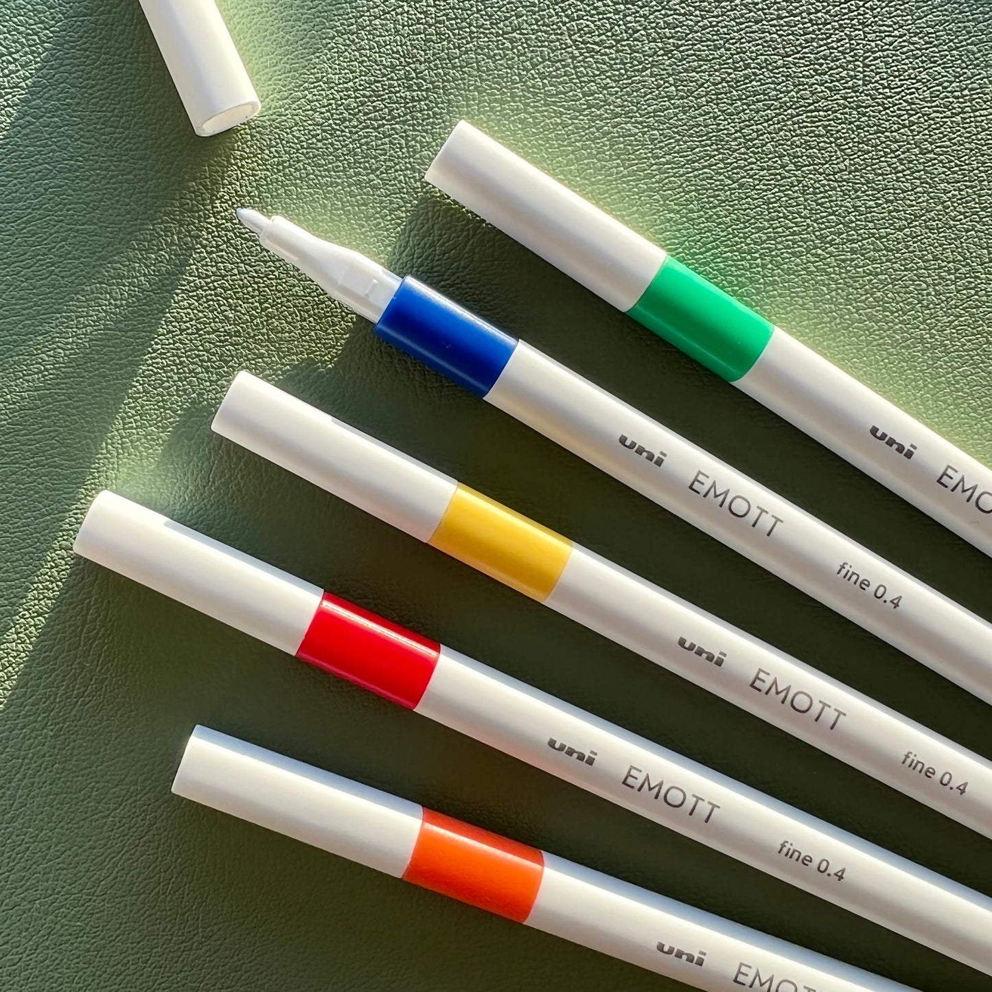 uni-ball Emott SY1 Water Based Fineliner Pens, Yellow, Green, Red, Black & Blue Ink, Set of 5