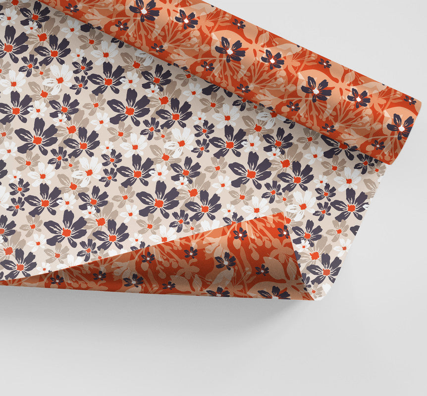 PaperPep Red & Light Grey Flowers Double Sides Print Gift Wrapping Paper 19"X29" Pack of 10 Sheets