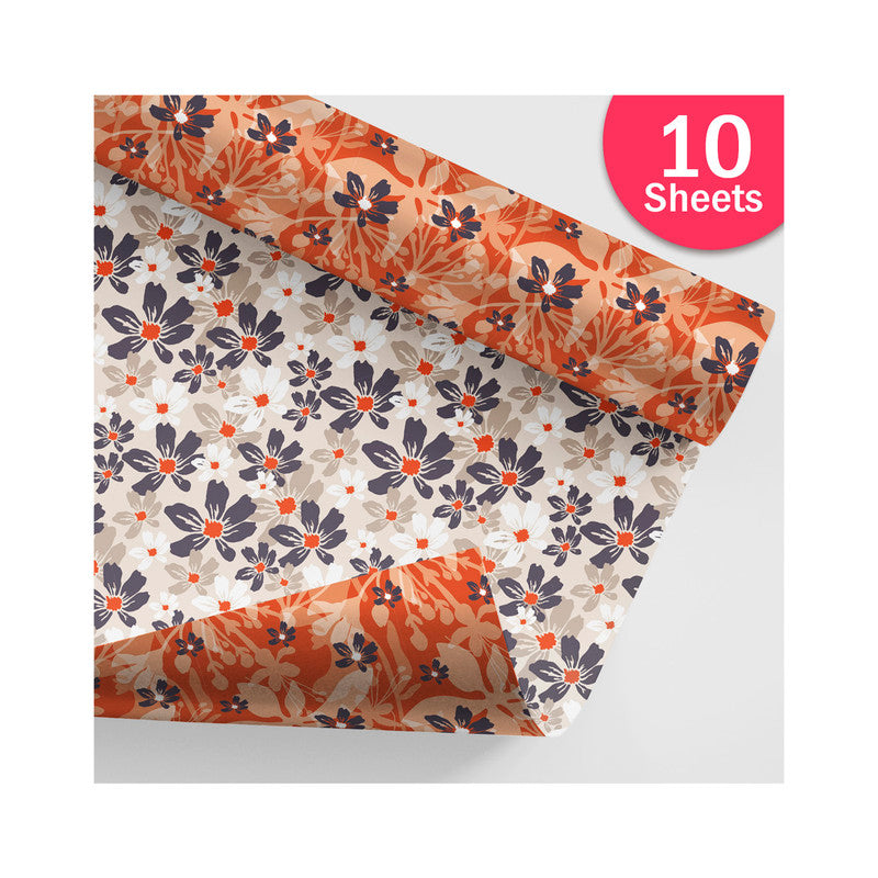 PaperPep Red & Light Grey Flowers Double Sides Print Gift Wrapping Paper 19"X29" Pack of 10 Sheets