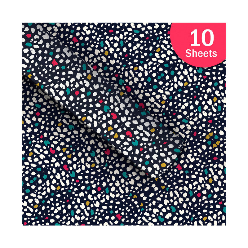 PaperPep Black Leopard Print Gift Wrapping Paper 19"X29" Pack of 10 Sheets