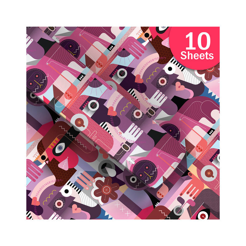 PaperPep Music & Cat Eyes Print Gift Wrapping Paper 19"X29" Pack of 10 Sheets