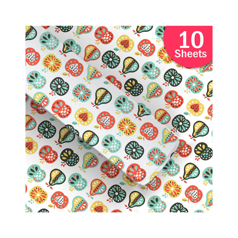 PaperPep White Pears Print Gift Wrapping Paper 19"X29" Pack of 10 Sheets