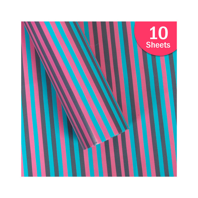 PaperPep Multicolour Stripes Print Gift Wrapping Paper 19"X29" Pack of 10 Sheets