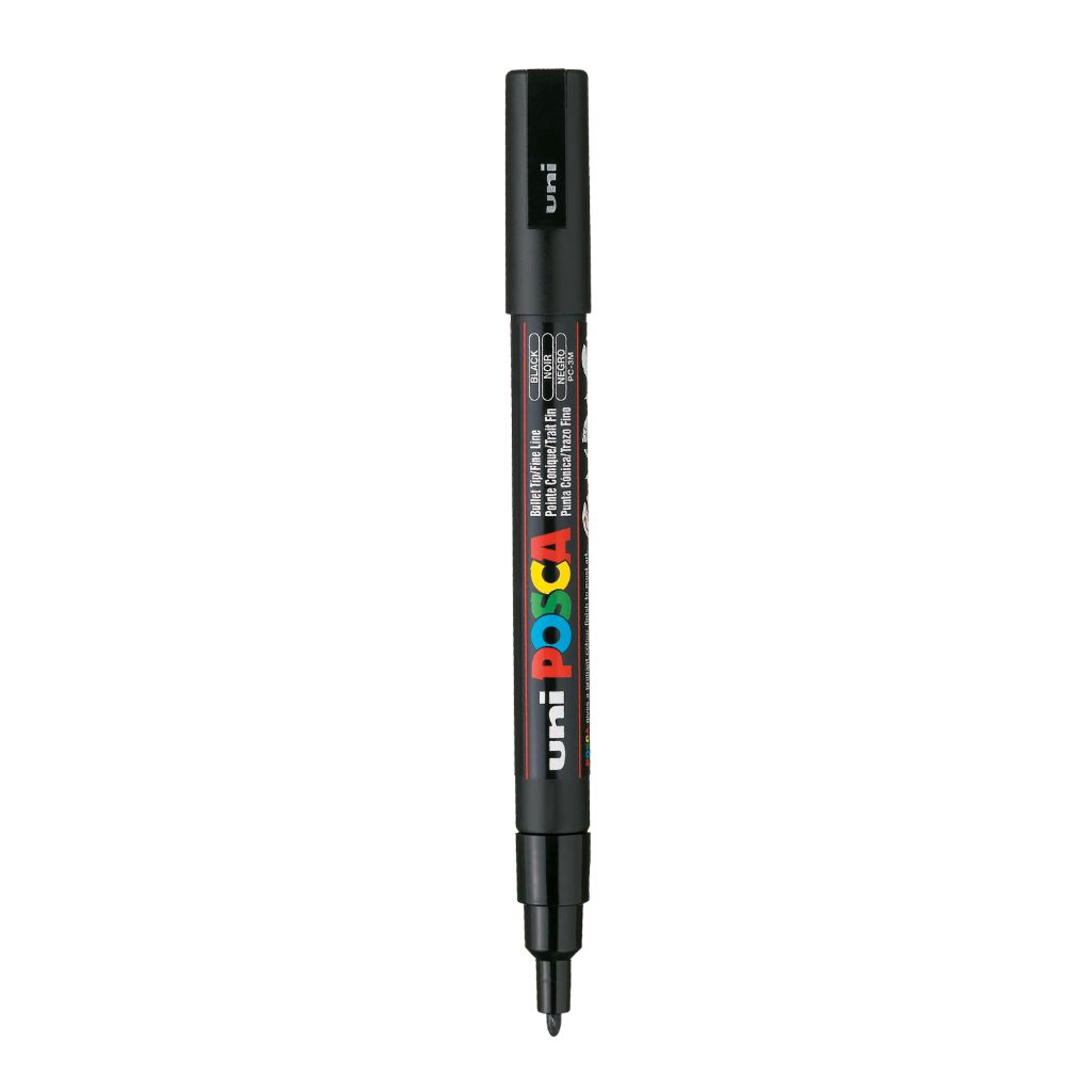 Uni-Ball Posca 3M 0.9-1.3 Mm Bullet Shaped Marker Pen (Black Ink- Pack –