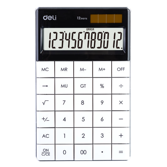 Deli W1589 Modern Compact Calculator 12-Digit, White
