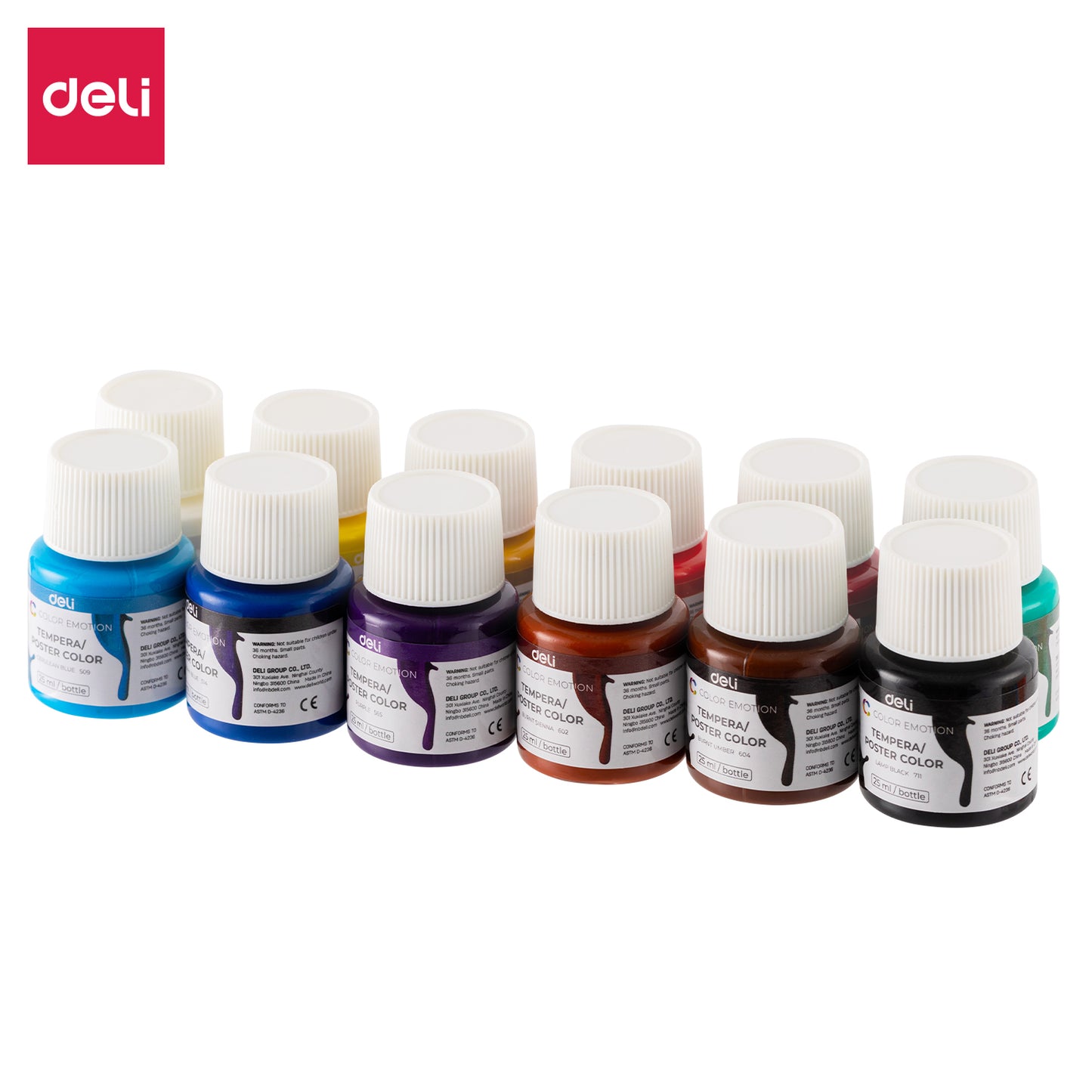 Deli EC14-12 Gouache 25ml 12 Colors Poster Color