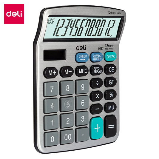 Deli WM19710 12-Digit Metal Calculator, Pack of 1