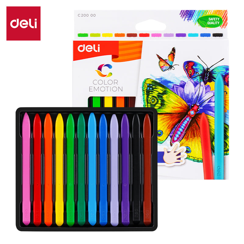 Deli WC20000 Plastic Crayons (Pack of 12 Crayons)