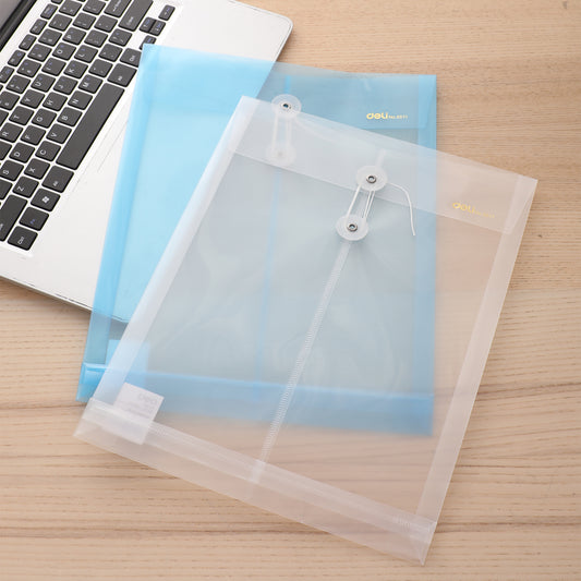 Deli W5511 File Bag, Vertical String, Transparent , Pack of 1