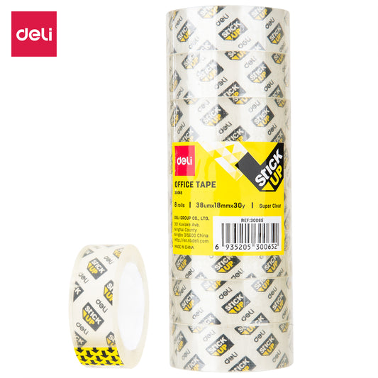 Deli 30065 Office Tape 18mm x 30 ( 8 rolls/Tube)