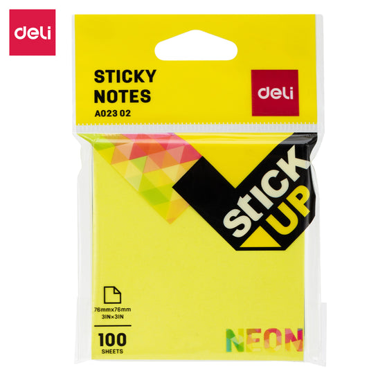 Deli WA02302 Sticky Note, 3" x 3", 2x100 Sheets, Yellow (Pack of 1)
