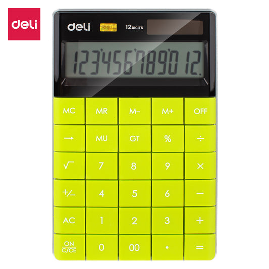 Deli W1589 Modern Compact Calculator 12-Digit, Green