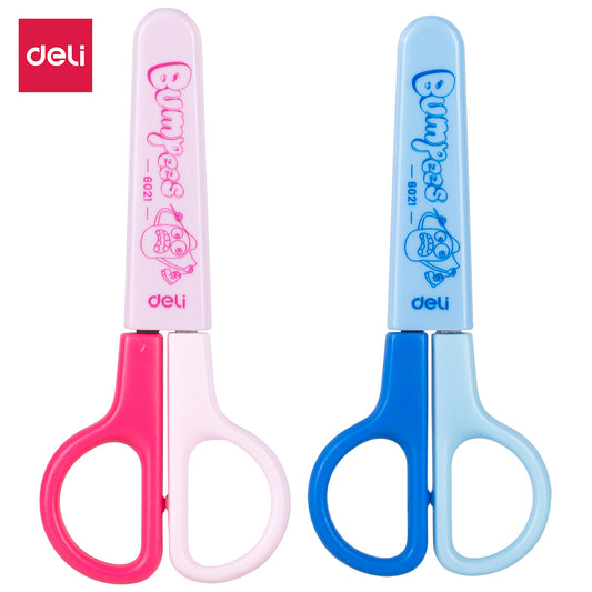Deli W6021 School Scissor With Cover (Pack of 1, Color May Vary)