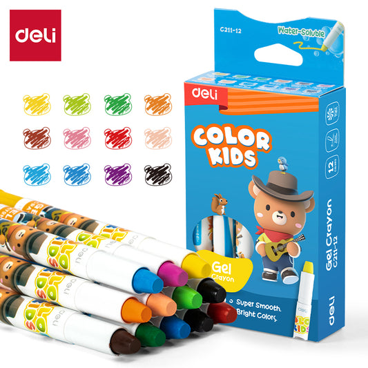 Deli EC211-12 Gel Crayon Set (Set of 1, Multicolor)