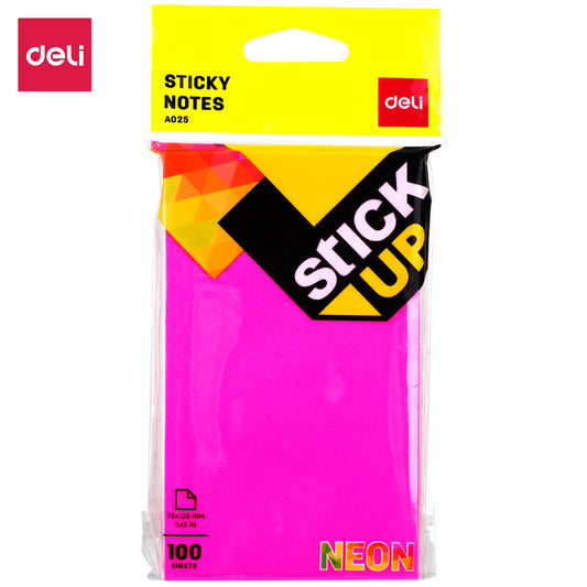 Deli WA02502 Sticky Note, 3" x 5", 2x100 Sheets, Color May Vary (Pack of 1)