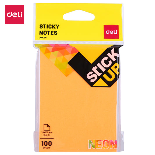 Deli WA02402 Sticky Note, 3" x 4", 2x100 Sheets, Color May Vary (Pack of 1)