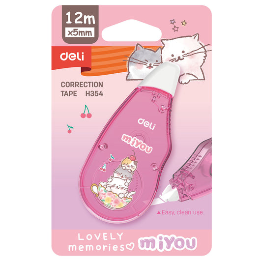Deli WH354 Correction Tape, 5mm-12m (Pack of 1, Color May Vary)